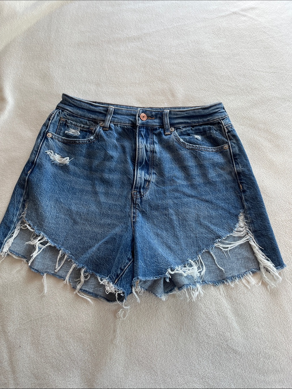 American Eagle Outfitters Distressed Dark Blue Denim Shorts